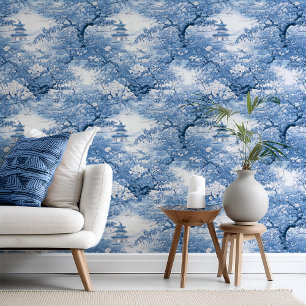 Papier Peint Motif Chinoiserie d'inspiration porcelaine ID1094
