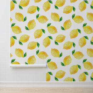 Papier Peint Motif citron aquarelle