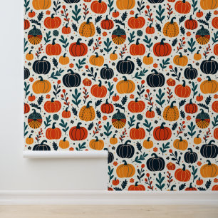 Papier Peint Motif Citrouille d'automne   Récolte d'automne mod