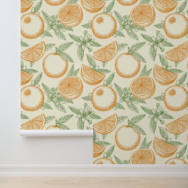 Papier Peint Motif classique aux fruits orange (Application)