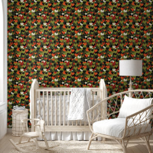 Papier Peint Motif Cœur Rouge Vert