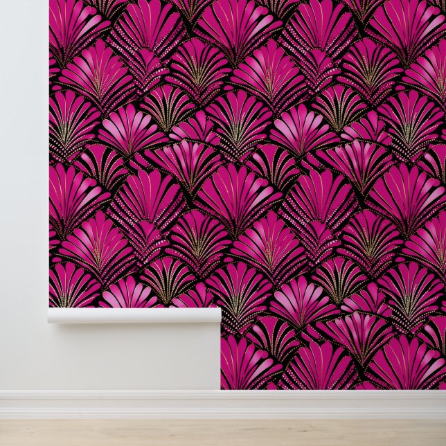 Papier Peint motif cool carrelé rose (Application)