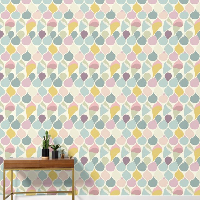 Papier Peint motif cool rétro carrelé (Couloir)