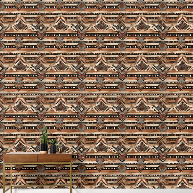 Papier Peint motif cool Western en faux bois (Couloir)
