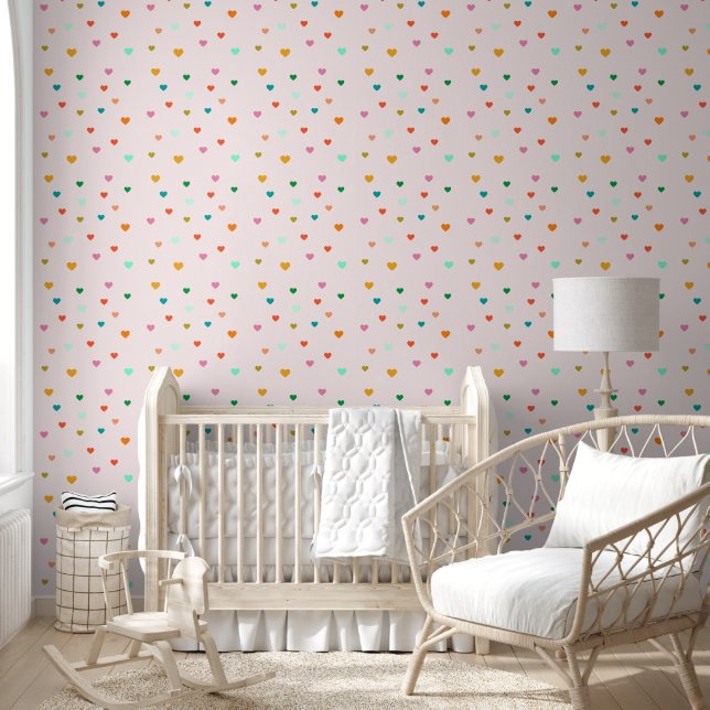 Papier peint Motif couleur coeur (Enfants)