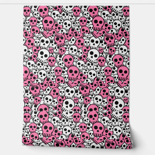 Papier Peint Motif crâne gothique rose Imprimer