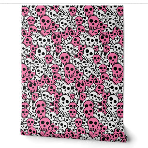 Papier Peint Motif crâne gothique rose Imprimer