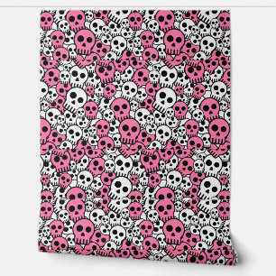 Papier Peint Motif crâne gothique rose Imprimer