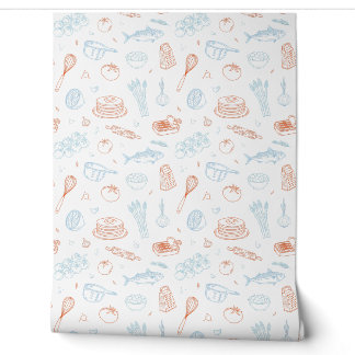 Papier peint motif culinaire de cuisine méditerran