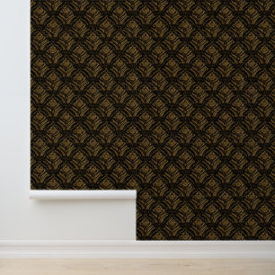 Papier Peint Motif damassé ornemental or luxe