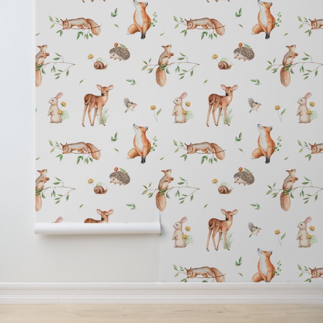 Papier Peint Motif d'amis animaux de bois mignon (Application)