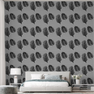 Papier Peint Motif d'aquarelle florale noire gris