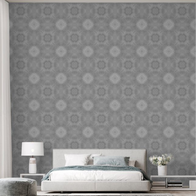 Papier Peint Motif d'aquarelle géométrique gris (Chambre à coucher)