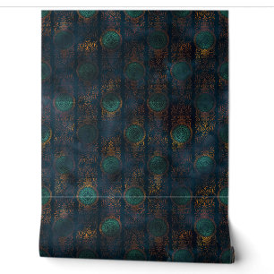 Papier Peint Motif d'aquarelle Patina Damask en cuivre