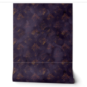 Papier Peint Motif d'aquarelle Patina Damask en cuivre