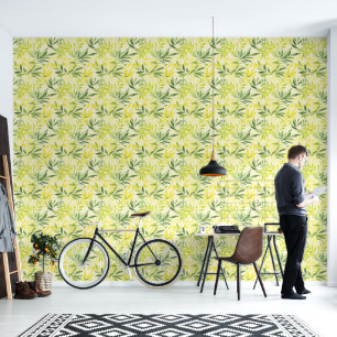 Papier Peint Motif d'aquarelle vert citron