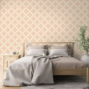 Papier Peint Motif d'art de cercles en ivoire sur orange pêche