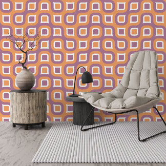Papier Peint Motif d'art du Moyen-siècle orange violet blanc vi
