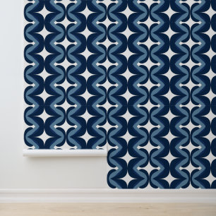 Papier Peint Motif de bande bleu et blanc rétro