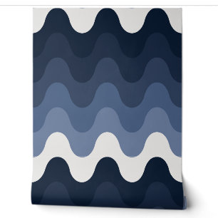 Papier Peint Motif de bande horizontale Gras bleu brillant