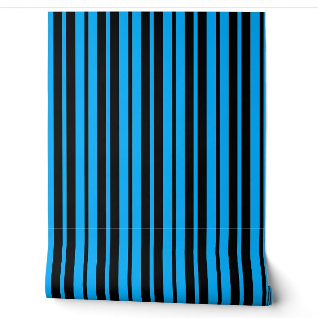 Papier Peint Motif de bandes verticales en bleu noir (Déroulement)