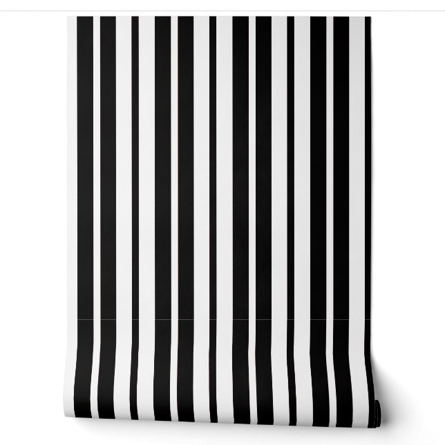 Papier Peint Motif de bandes verticales en noir blanc (Déroulement)
