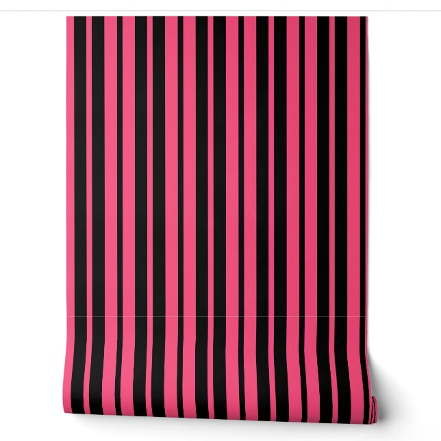Papier Peint Motif de bandes verticales en noir rose (Déroulement)