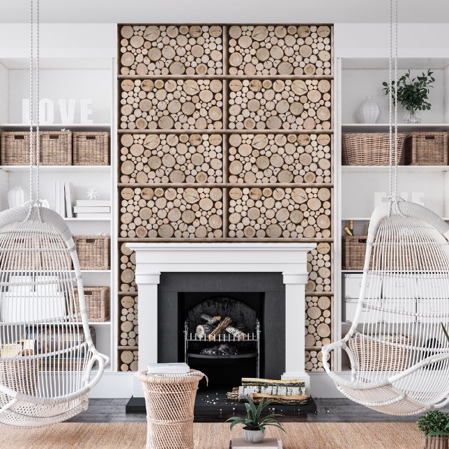 Papier Peint Motif de bâti en bois empilé (Créateur téléchargé)