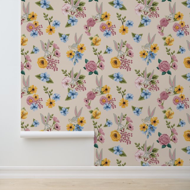 Papier Peint Motif de broderie florale BUGS BUNNY™ (Application)
