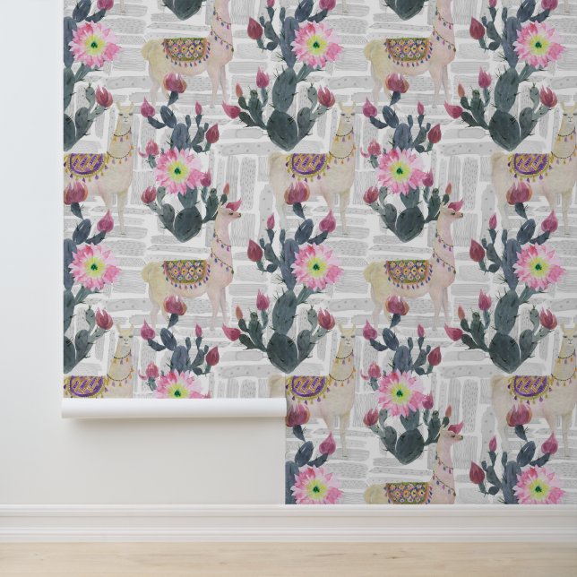 Papier Peint Motif de cactus aquarelle (Application)