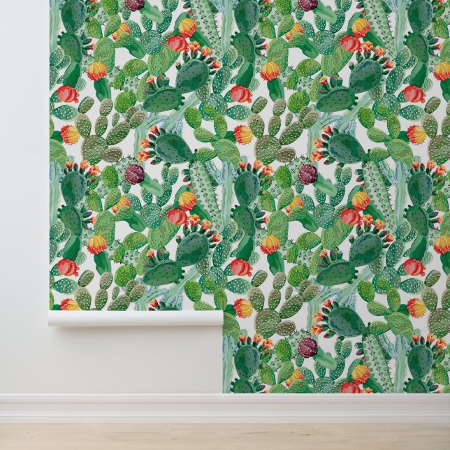 Papier Peint Motif de cactus aquarelle (Application)