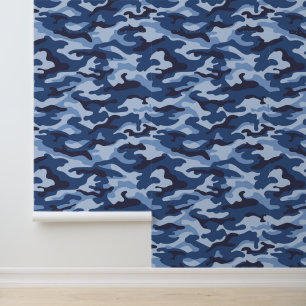 Papier Peint Motif de camouflage bleu foncé