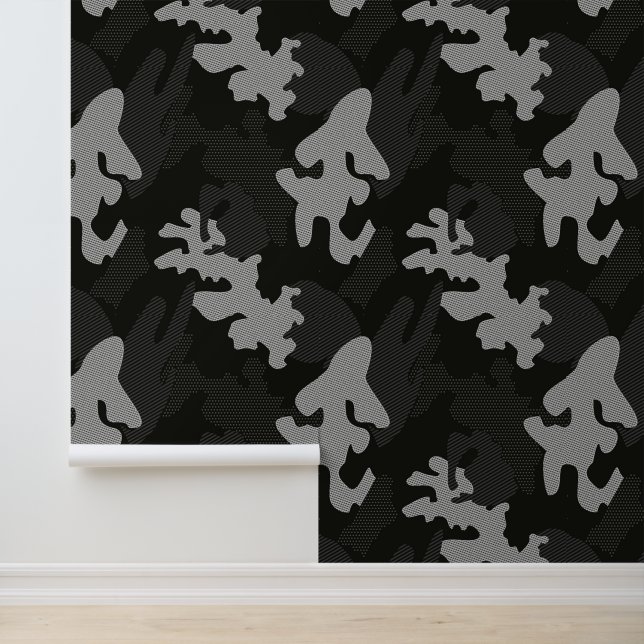 Papier Peint Motif de camouflage noir (Application)