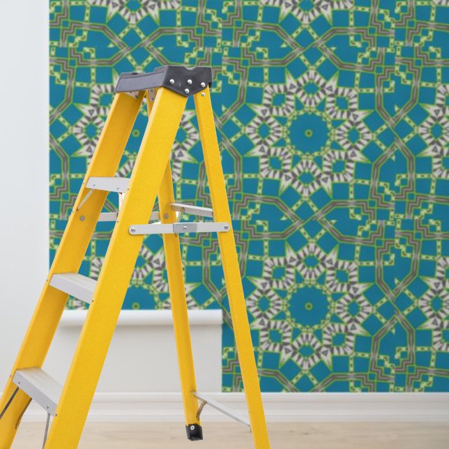 Papier Peint Motif de cercles graphiques bleus Peel et Stick (Créateur téléchargé)