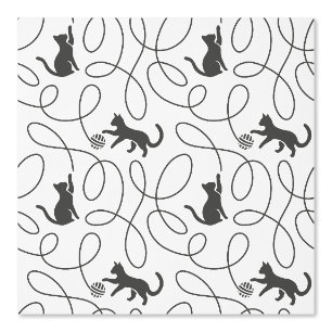 Papier Peint Motif de chat noir joueur et boule de fil