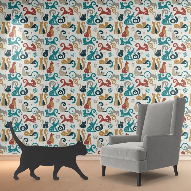 Papier Peint Motif de chats géométriques Abstrait (Créateur téléchargé)