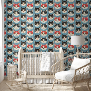 Papier Peint Motif de chats rouges et noirs