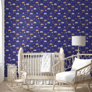 Papier Peint Motif de cirque mignonne pour enfants en bleu
