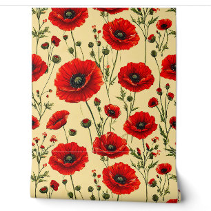 Papier Peint Motif de coquelicots rouges