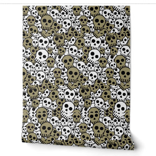 Papier Peint Motif de crâne gothique or Imprimer