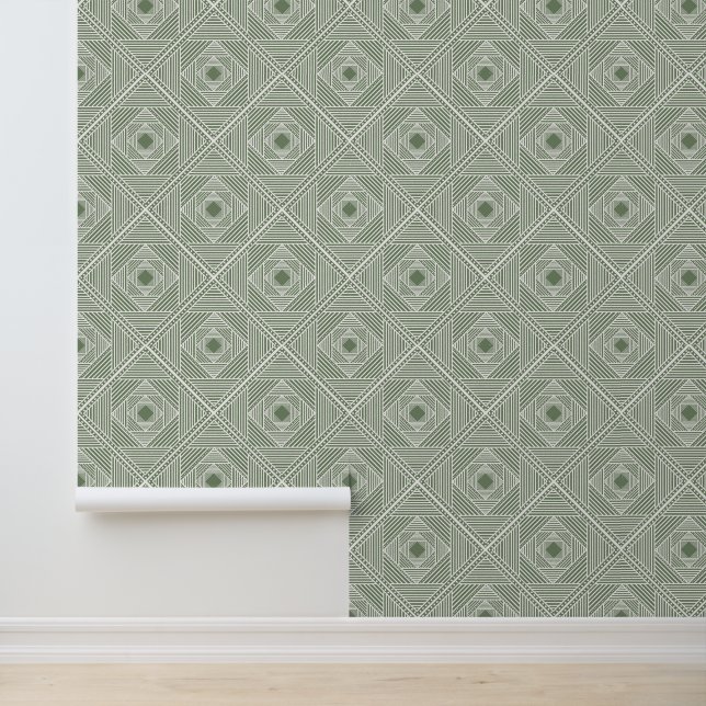 Papier Peint Motif de diamant géométrique moderne Sage (Application)