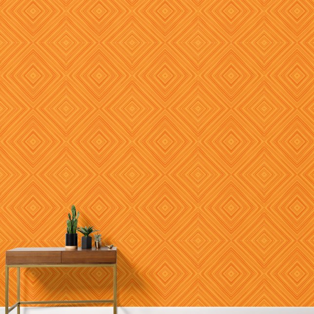 Papier Peint Motif de diamant géométrique orange (Couloir)