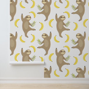Papier Peint Motif de fentes et bananes