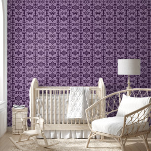 Papier Peint Motif de feuille de défilement orange violet