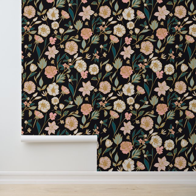 Papier Peint Motif de fleurs audacieuses (Application)