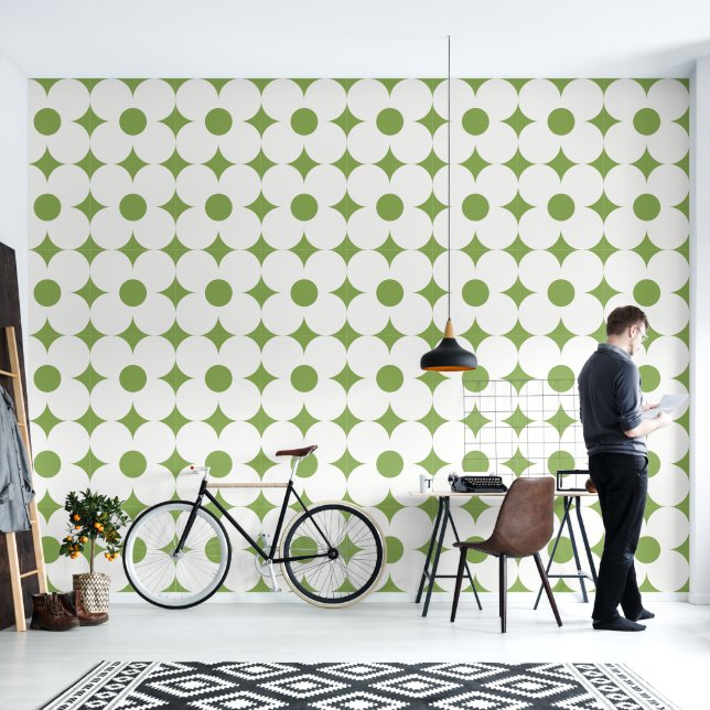 Papier Peint Motif de fleurs rétro des années 70 (Salon)