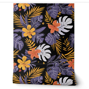 Papier Peint Motif de fleurs tropicales violettes