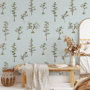 Papier Peint Motif de forêt d'arbres verts