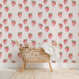 Papier Peint Motif de fraise rose HEIDI Baby Girl Nursery