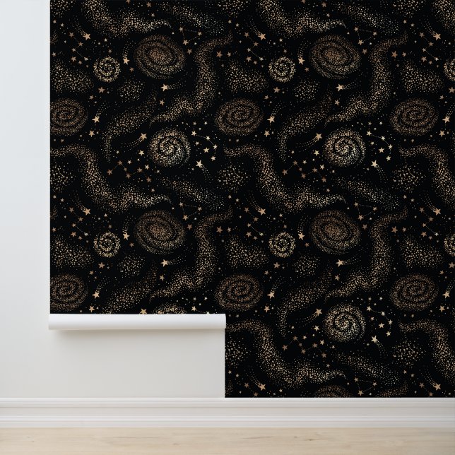 Papier Peint Motif de galaxie Gold Star Constellation (Application)